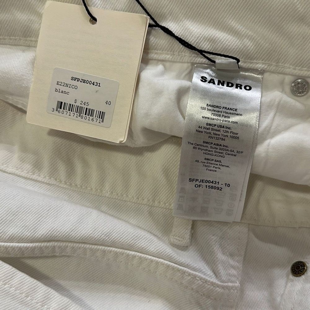 Sandro Denim Jeans White Size 40 - Picture 9 of 11